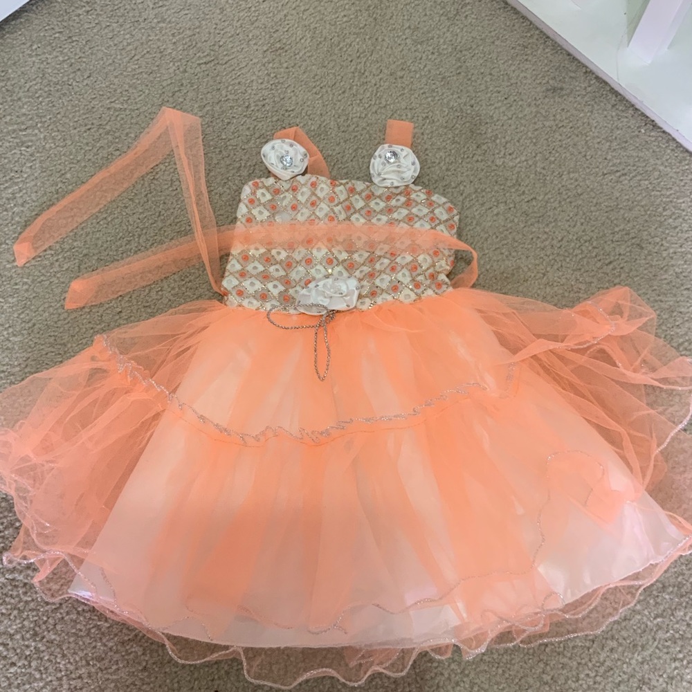 NWT Beautiful Orange Tutu Sash Dress